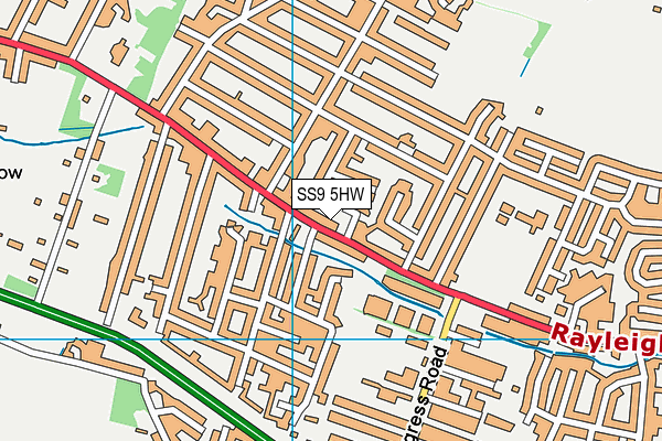 SS9 5HW map - OS VectorMap District (Ordnance Survey) SS9 5HW map - OS VectorMap District (Ordnance Survey)