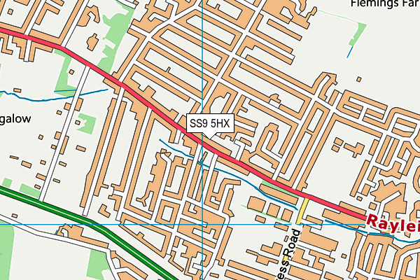 SS9 5HX map - OS VectorMap District (Ordnance Survey) SS9 5HX map - OS VectorMap District (Ordnance Survey)