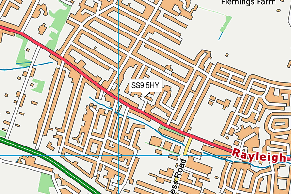 SS9 5HY map - OS VectorMap District (Ordnance Survey) SS9 5HY map - OS VectorMap District (Ordnance Survey)