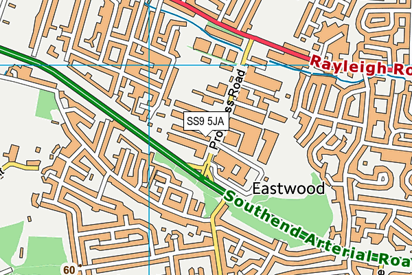 SS9 5JA map - OS VectorMap District (Ordnance Survey) SS9 5JA map - OS VectorMap District (Ordnance Survey)