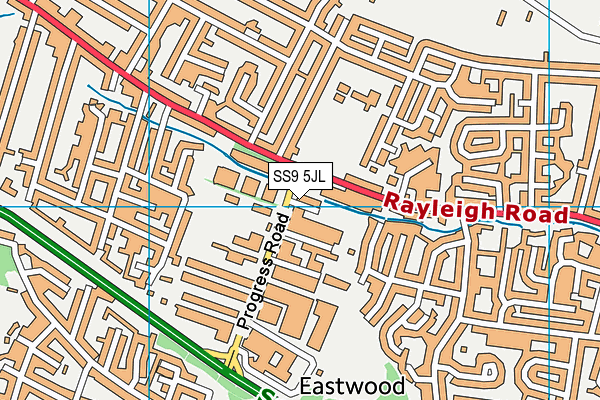 SS9 5JL map - OS VectorMap District (Ordnance Survey) SS9 5JL map - OS VectorMap District (Ordnance Survey)