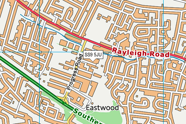 SS9 5JU map - OS VectorMap District (Ordnance Survey) SS9 5JU map - OS VectorMap District (Ordnance Survey)