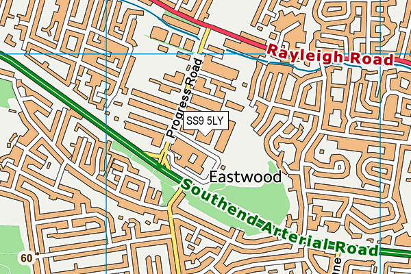 SS9 5LY map - OS VectorMap District (Ordnance Survey) SS9 5LY map - OS VectorMap District (Ordnance Survey)