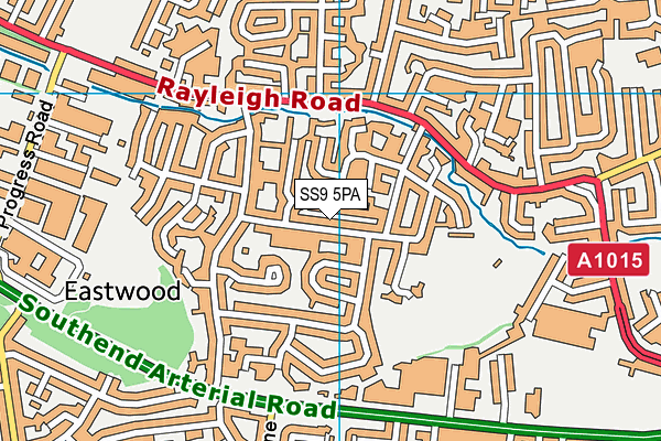 SS9 5PA map - OS VectorMap District (Ordnance Survey) SS9 5PA map - OS VectorMap District (Ordnance Survey)