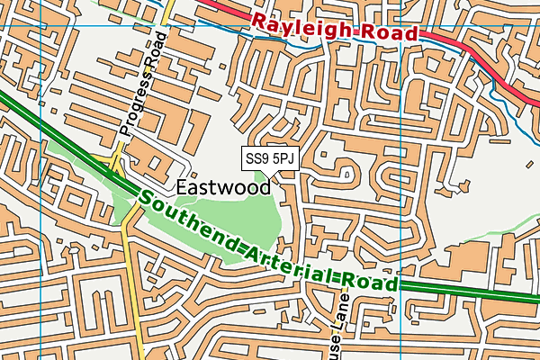 SS9 5PJ map - OS VectorMap District (Ordnance Survey) SS9 5PJ map - OS VectorMap District (Ordnance Survey)