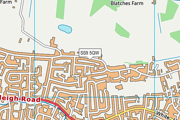 SS9 5QW map - OS VectorMap District (Ordnance Survey) SS9 5QW map - OS VectorMap District (Ordnance Survey)