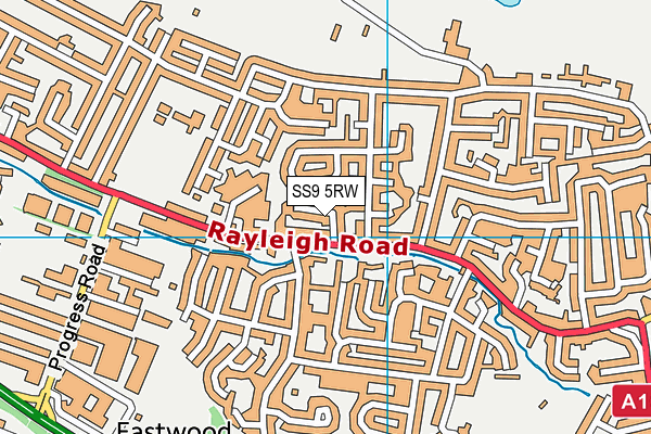 SS9 5RW map - OS VectorMap District (Ordnance Survey) SS9 5RW map - OS VectorMap District (Ordnance Survey)