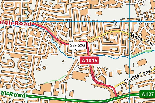 SS9 5XG map - OS VectorMap District (Ordnance Survey) SS9 5XG map - OS VectorMap District (Ordnance Survey)