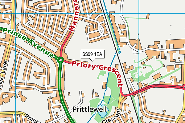 SS99 1EA map - OS VectorMap District (Ordnance Survey) SS99 1EA map - OS VectorMap District (Ordnance Survey)