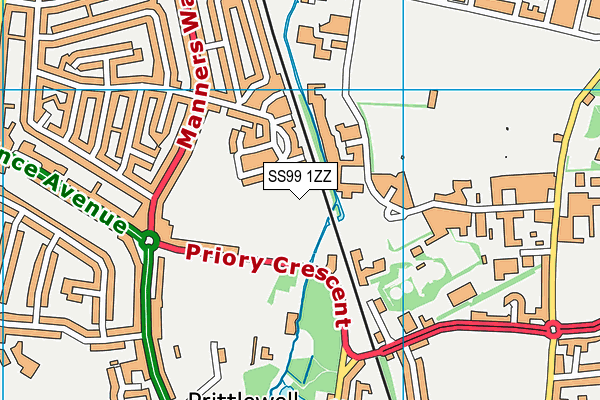 SS99 1ZZ map - OS VectorMap District (Ordnance Survey) SS99 1ZZ map - OS VectorMap District (Ordnance Survey)