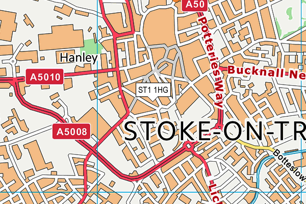 ST1 1HG map - OS VectorMap District (Ordnance Survey) ST1 1HG map - OS VectorMap District (Ordnance Survey)