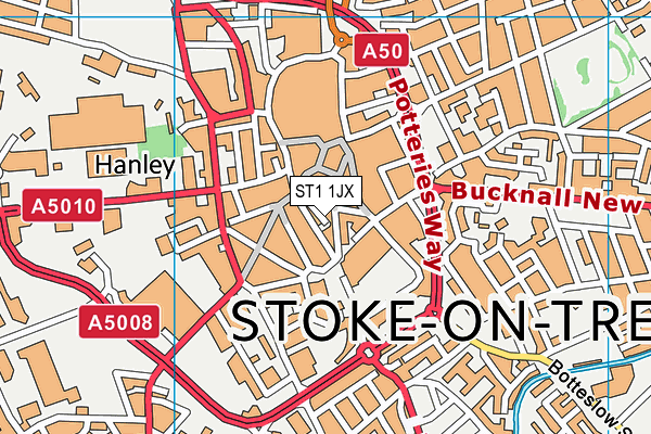 ST1 1JX map - OS VectorMap District (Ordnance Survey) ST1 1JX map - OS VectorMap District (Ordnance Survey)