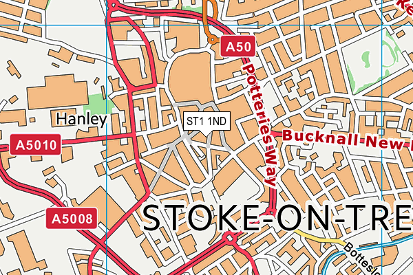 ST1 1ND map - OS VectorMap District (Ordnance Survey) ST1 1ND map - OS VectorMap District (Ordnance Survey)