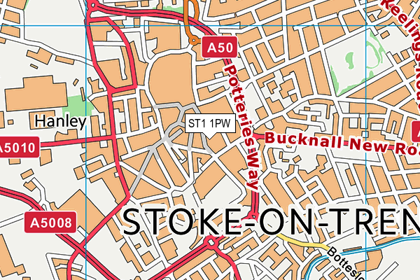 ST1 1PW map - OS VectorMap District (Ordnance Survey) ST1 1PW map - OS VectorMap District (Ordnance Survey)