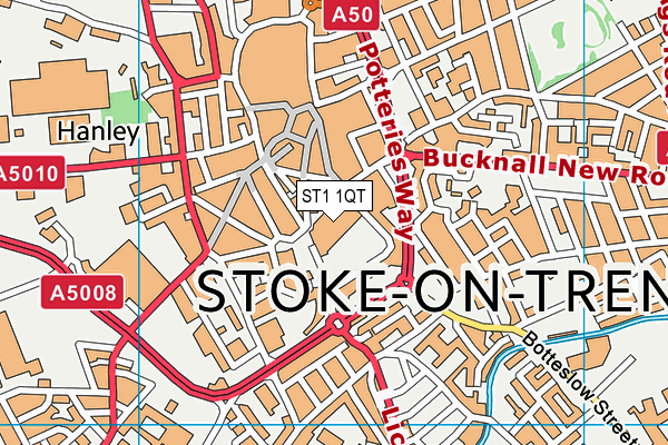 ST1 1QT map - OS VectorMap District (Ordnance Survey)
