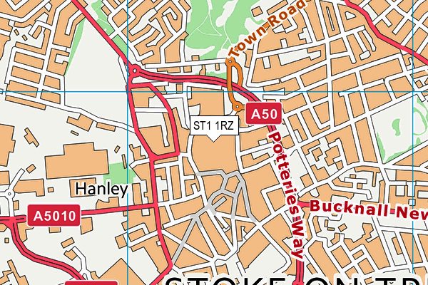 ST1 1RZ map - OS VectorMap District (Ordnance Survey) ST1 1RZ map - OS VectorMap District (Ordnance Survey)