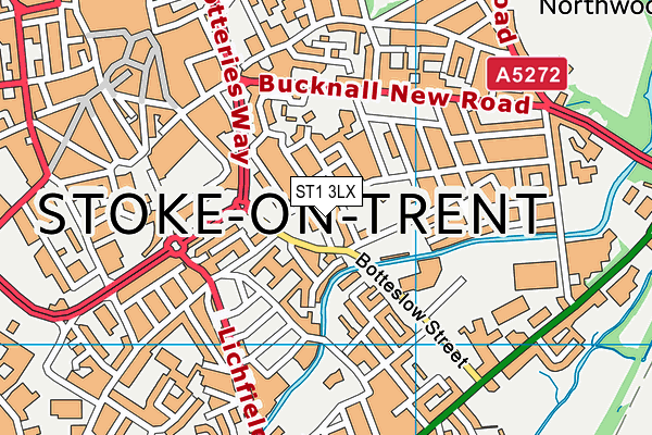 ST1 3LX map - OS VectorMap District (Ordnance Survey)