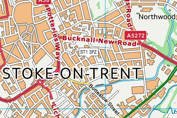 ST1 3PZ map - OS VectorMap District (Ordnance Survey)