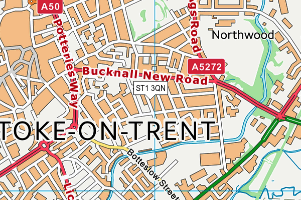 ST1 3QN map - OS VectorMap District (Ordnance Survey)