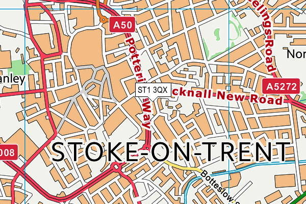 ST1 3QX map - OS VectorMap District (Ordnance Survey) ST1 3QX map - OS VectorMap District (Ordnance Survey)