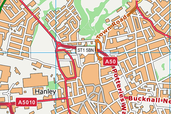 ST1 5BN map - OS VectorMap District (Ordnance Survey) ST1 5BN map - OS VectorMap District (Ordnance Survey)
