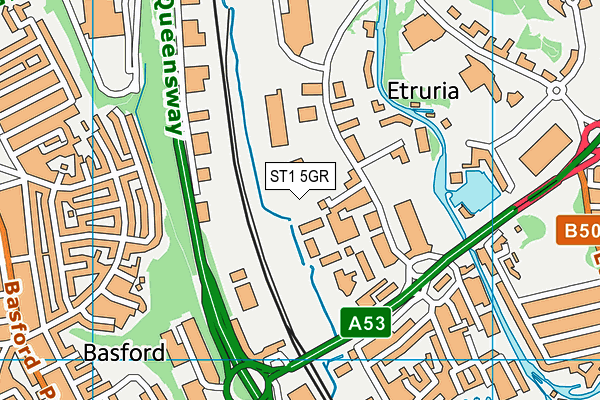 ST1 5GR map - OS VectorMap District (Ordnance Survey) ST1 5GR map - OS VectorMap District (Ordnance Survey)