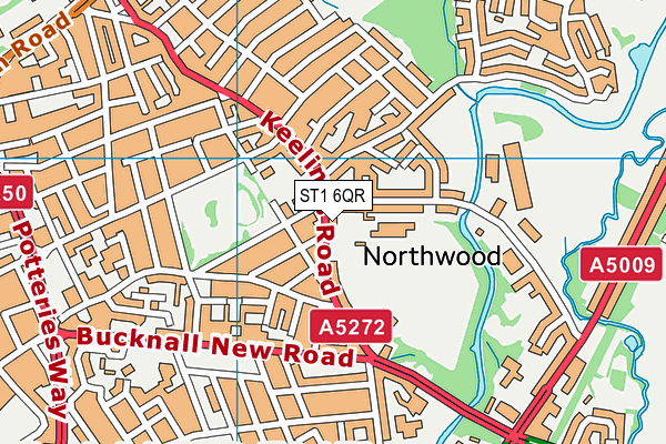 ST1 6QR map - OS VectorMap District (Ordnance Survey)
