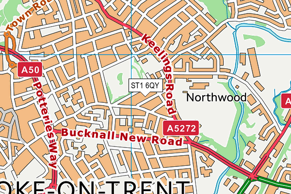 ST1 6QY map - OS VectorMap District (Ordnance Survey)