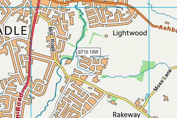 ST10 1XW map - OS VectorMap District (Ordnance Survey)