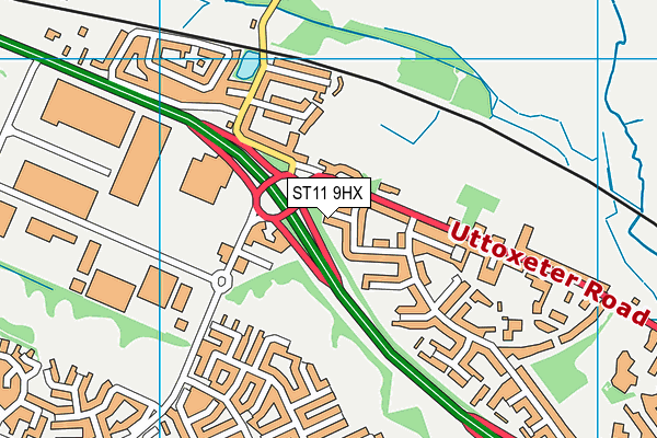 ST11 9HX map - OS VectorMap District (Ordnance Survey)