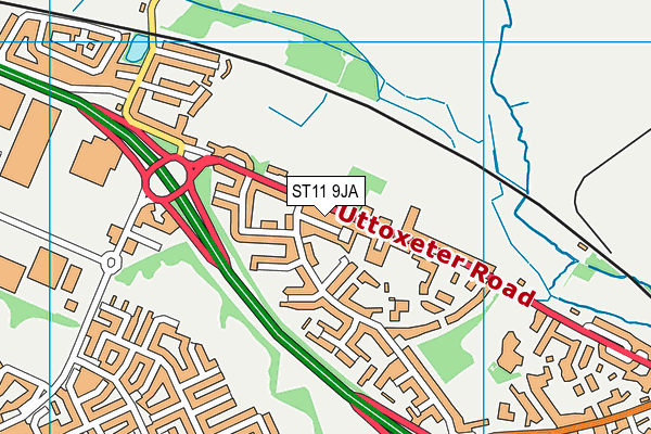 ST11 9JA map - OS VectorMap District (Ordnance Survey) ST11 9JA map - OS VectorMap District (Ordnance Survey)
