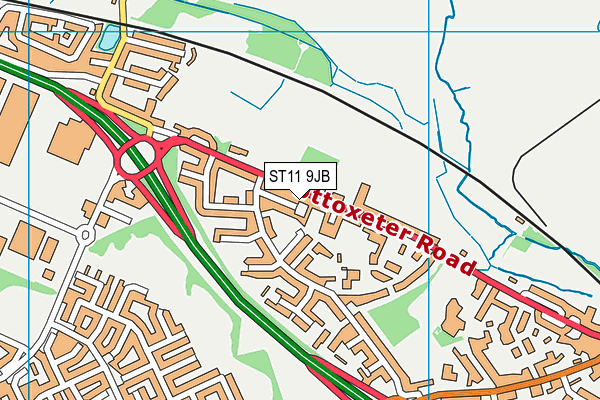 ST11 9JB map - OS VectorMap District (Ordnance Survey) ST11 9JB map - OS VectorMap District (Ordnance Survey)
