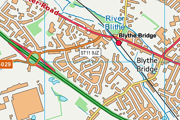 ST11 9JZ map - OS VectorMap District (Ordnance Survey) ST11 9JZ map - OS VectorMap District (Ordnance Survey)