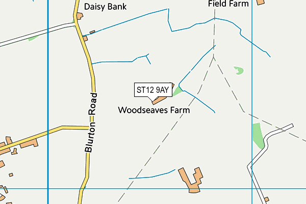 ST12 9AY map - OS VectorMap District (Ordnance Survey) ST12 9AY map - OS VectorMap District (Ordnance Survey)