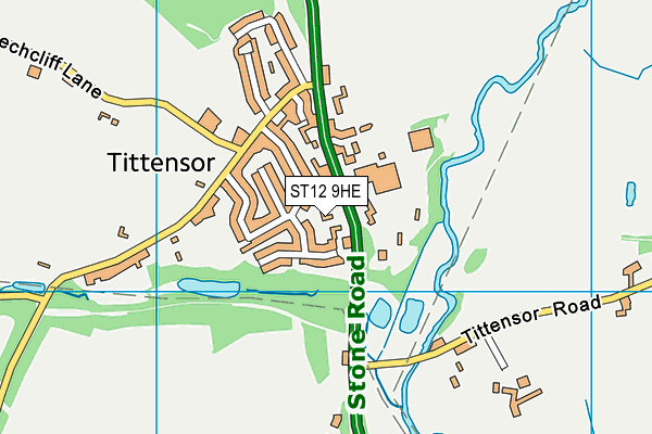 ST12 9HE map - OS VectorMap District (Ordnance Survey) ST12 9HE map - OS VectorMap District (Ordnance Survey)