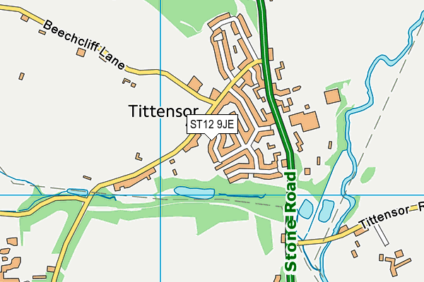 ST12 9JE map - OS VectorMap District (Ordnance Survey) ST12 9JE map - OS VectorMap District (Ordnance Survey)
