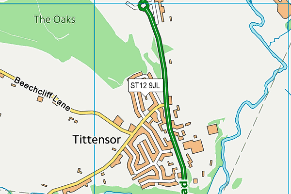 ST12 9JL map - OS VectorMap District (Ordnance Survey) ST12 9JL map - OS VectorMap District (Ordnance Survey)