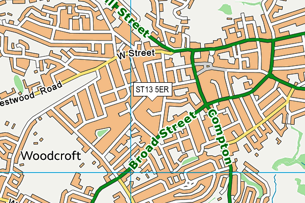 ST13 5ER map - OS VectorMap District (Ordnance Survey)