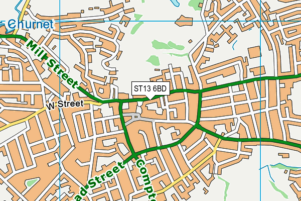 ST13 6BD map - OS VectorMap District (Ordnance Survey)