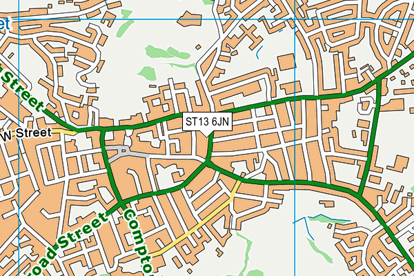 ST13 6JN map - OS VectorMap District (Ordnance Survey)