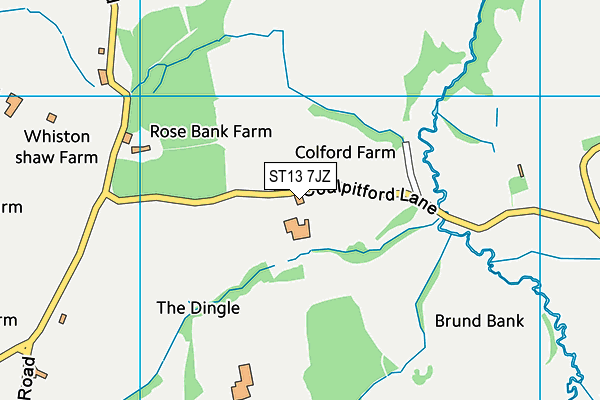 ST13 7JZ map - OS VectorMap District (Ordnance Survey) ST13 7JZ map - OS VectorMap District (Ordnance Survey)