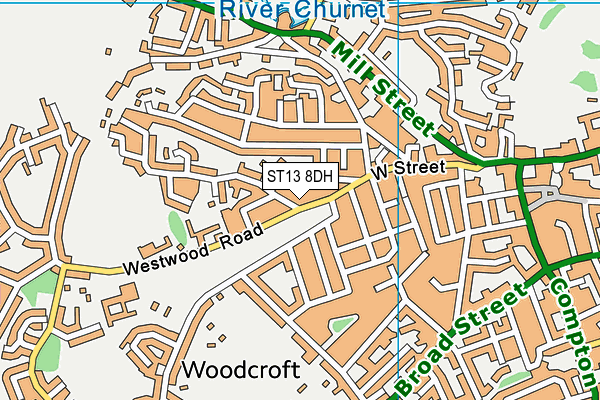 ST13 8DH map - OS VectorMap District (Ordnance Survey)