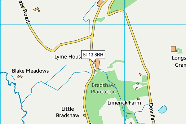 ST13 8RH map - OS VectorMap District (Ordnance Survey)