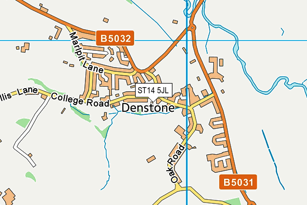 ST14 5JL map - OS VectorMap District (Ordnance Survey) ST14 5JL map - OS VectorMap District (Ordnance Survey)