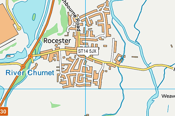 ST14 5JX map - OS VectorMap District (Ordnance Survey)
