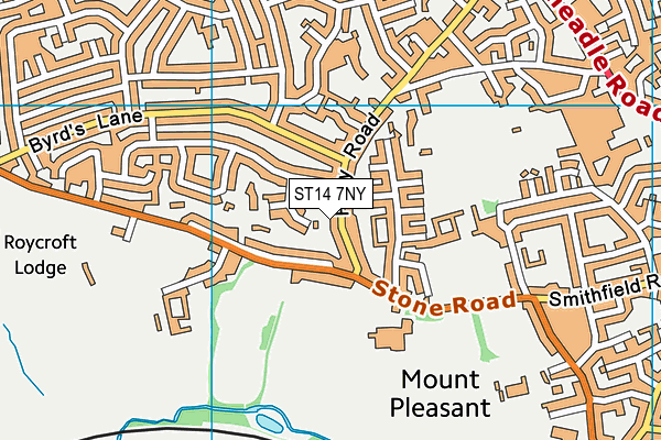 ST14 7NY map - OS VectorMap District (Ordnance Survey)