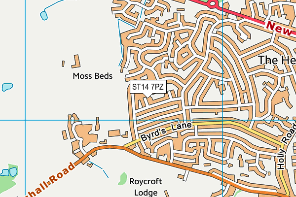 ST14 7PZ map - OS VectorMap District (Ordnance Survey)