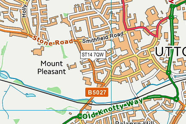 ST14 7QW map - OS VectorMap District (Ordnance Survey) ST14 7QW map - OS VectorMap District (Ordnance Survey)