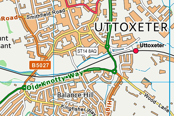ST14 8AQ map - OS VectorMap District (Ordnance Survey) ST14 8AQ map - OS VectorMap District (Ordnance Survey)