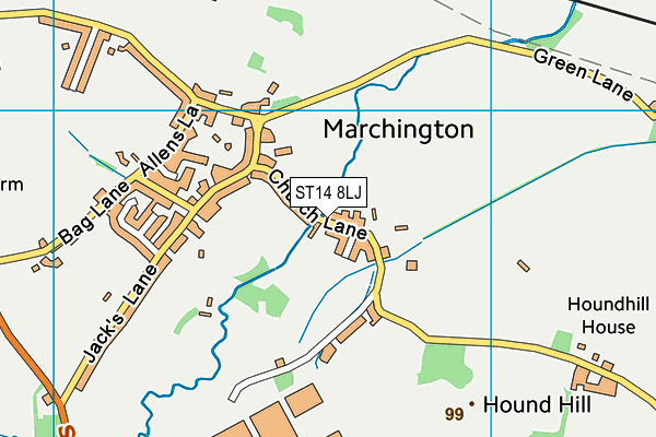 ST14 8LJ map - OS VectorMap District (Ordnance Survey) ST14 8LJ map - OS VectorMap District (Ordnance Survey)